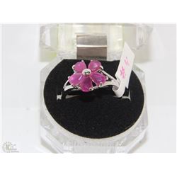 #4-Natural Red ruby Enhance,925% Solid Silver Ring