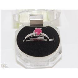 #6-Natural Red ruby Enhance& CZ,925% Solid Silver