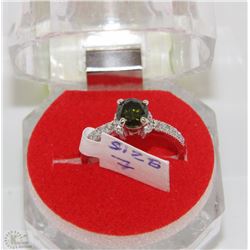 #1-Natural Green Peridot &CZ,925% Solid Silver R