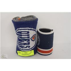 OILERS SOUVENIR LOT WITH OFFICIAL OILERS SCARF &