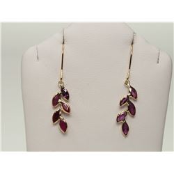 #4-14K YELLOW GOLD RUBY LEAF EARRINGS