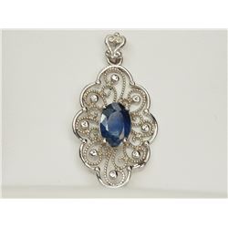 #5-14K WHITE GOLD SAPPHIRE PENDANT
