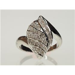 #13-STERLING SILVER DIAMOND RING SIZE 6.5