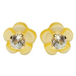 #20-14K YELLOW GOLD MOTHER OF PEARL & DIAMOND