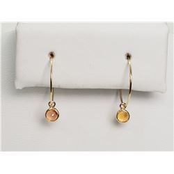 #23-14K YELLOW GOLD SAPPHIRE HOOP EARRINGS