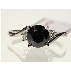 #25-14K WHITE GOLD BLACK AND WHITE DIAMOND RING