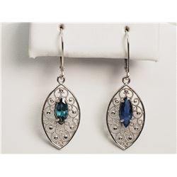 #28-14K WHITE GOLD SAPPHIRE EARRINGS