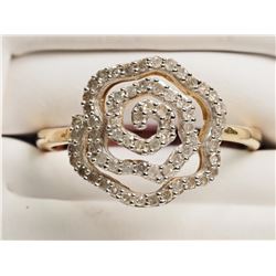 #29-10K YELLOW GOLD DIAMOND ROSE RING