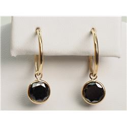 #33-14K YELLOW GOLD DIAMOND HOOP EARRINGS