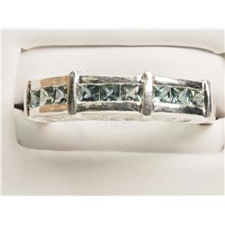 #38-STERLING SILVER SAPPHIRE CHANNEL RING