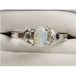 #43-10K WHITE GOLD OPAL AND DIAMOND RING