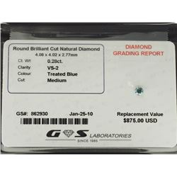 #45-GENUINE ROUND BRILLIANT BLUE DIAMOND GEMSTONE