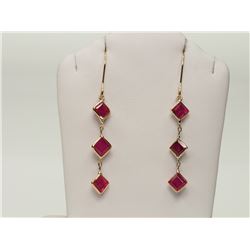#47-14K YELLOW GOLD RUBY DROP EARRINGS