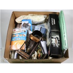 BOX WITH ASSORTED HOUSEHOLDS INCLUDING NYSTROM