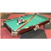 Image 1 : 36" X 19" POOL TABLE WITH SET OF BALLS AND 2 CUE
