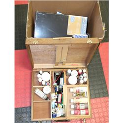 BOX W/ART EASEL FULL OF ART SUPPLIES, NEW