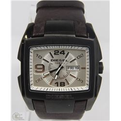 NEW DIESEL DAY-DATE S/S MEN'S WATCH/LEATHER BAND