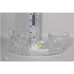 PINWHEEL CRYSTAL CREAM AND SUGAR SERVER WITH TRAY