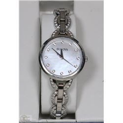 #26)WOMENS BULOVA  SILVER& DIAMOND WATCH WITH