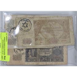 #8)LOT OF 3 GERMAN NAZI BANKNOTES STAMPED JEWISH