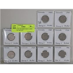 #4)LOT OF TEN FIRST ISSUE LARGE NICKLES 1922-1973
