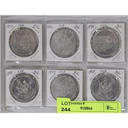 #3) LOT OF SIX CANADA  .50 COINS 70-89