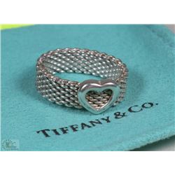 TIFFANY & CO.STERLING SILVER .925 MESH RING HEART
