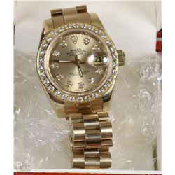 AUTHENTICITY UNKNOWN-LADIES ROLEX OYSTER PERPETUAL DATE JUST WATCH