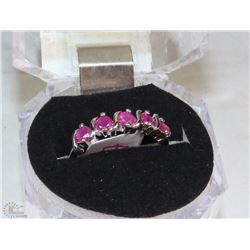 #7-Natural Red ruby & CZ,925% Solid Silver Ring