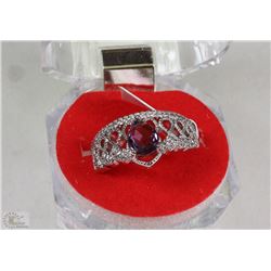 #9-Natural Amethyst &CZ 925% Solid Silver Ring