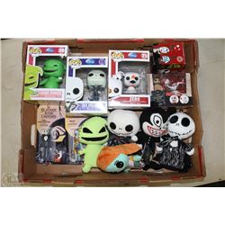 NIGHTMARE BEFORE CHRISTMAS BOX LOT INCL PLUSHIES,