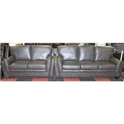 NEW CYRUS CHARCOAL LEATHERETTE SOFA AND LOVE
