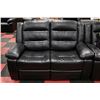 Image 3 : NEW BLACK LEATHERETTE RECLINING SOFA AND LOVE