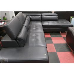 NEW BLACK LEATHERETTE LIFT-BACK SECTIONAL