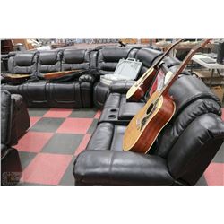 NEW DELUXE BLACK LEATHERETTE RECLINING SECTIONAL