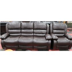 NEW BROWN LEATHERETTE RECLINIG SOFA AND CHAIR