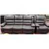 Image 1 : NEW BROWN LEATHERETTE RECLINIG SOFA AND CHAIR