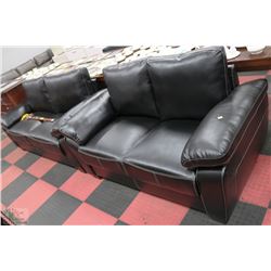 NEW BLACK LEATHERETTE WITH WHITE STITCHING SOFA