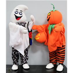 A PAIR OF 40" TALL HALLOWEEN STATUES GHOST&PUMPKIN
