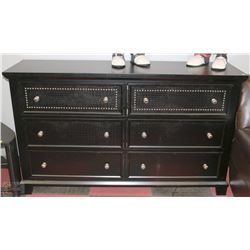 BLACK SHOWHOME W/ NAILHEAD 6 DRAWER DRESSER