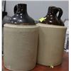 Image 1 : LOT OF 2 DARK BROWN POTTERY "MOONSHINE JUGS"