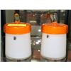 Image 1 : PAIR OF WHITE AND ORANGE GLASS CANNISTERS