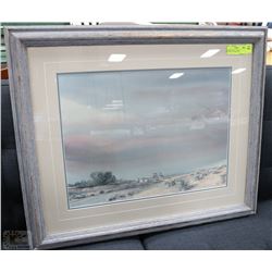 FRAMED ARTIST SIGNED WATERCOLOR PRINT BY