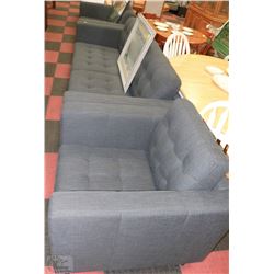 NEW DELUXE GREY FABRIC SOFA, LOVE SEAT AND CHAIR