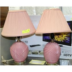 PAIR OF PINK DECORATIVE TABLE LAMPS