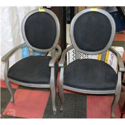 2 CHARCOAL & BLACK  CHALK PAINTED AND WAXED ARMED