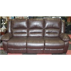 BROWN LEATHERETTE RECLINING SOFA