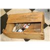 Image 1 : VINTAGE WOOD CRATE WITH FEW CONTENTS