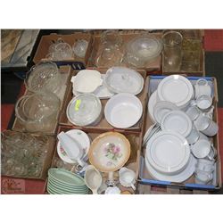 PALLET WITH ESTATE DISH SET AND KITCHEN SUPPLIES