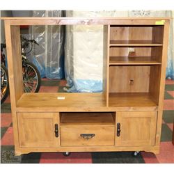 SAUDER SOLID WOOD ENTERTAINMENT STAND WITH DRAWER